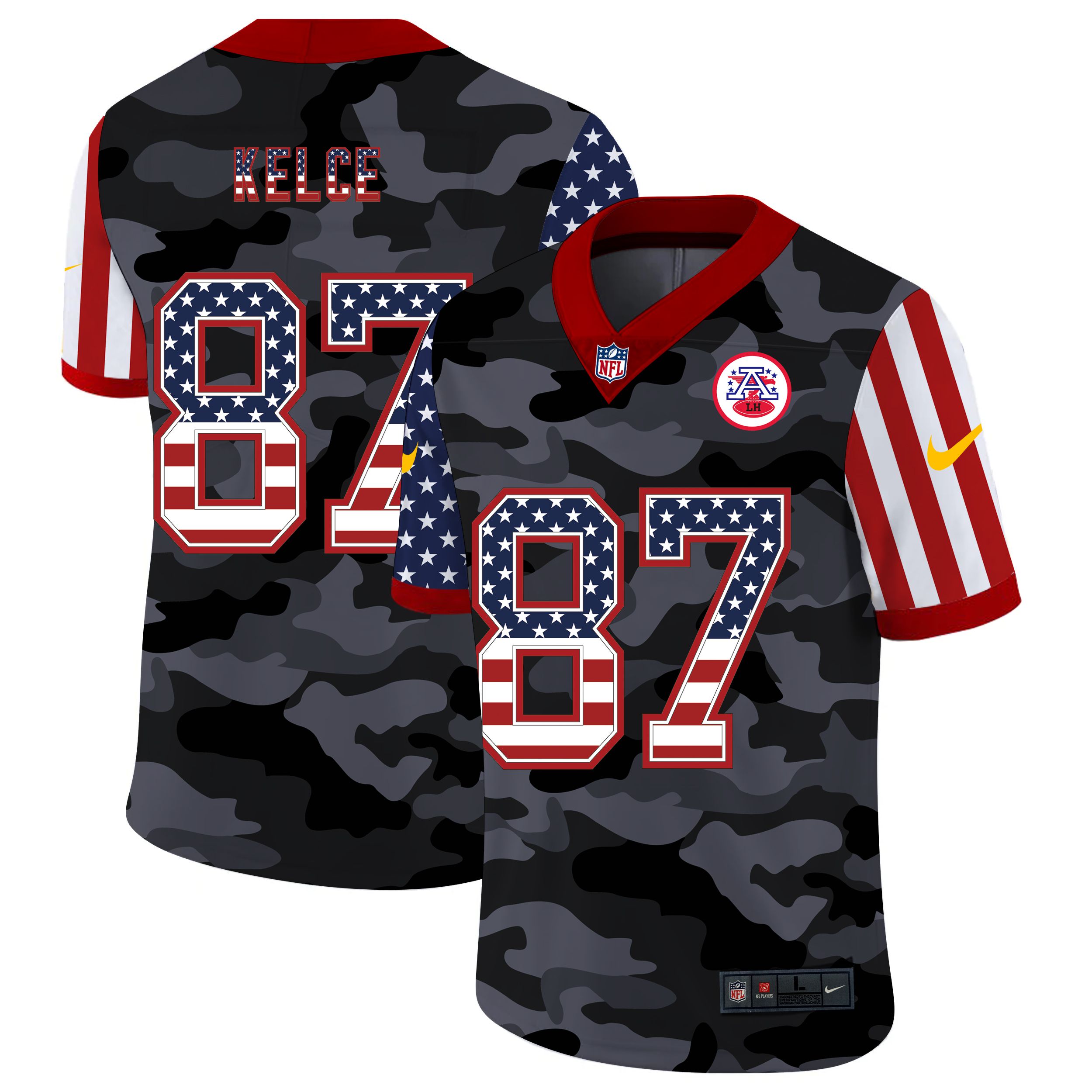 Men Kansas City Chiefs #87 Kelce 2020 Nike USA Camo Salute to Service Limited NFL Jerseys->carolina panthers->NFL Jersey